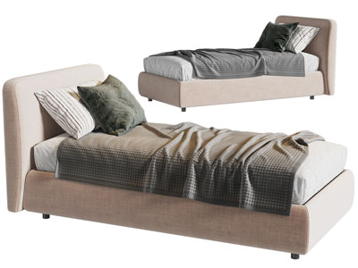 现代布艺单人床
