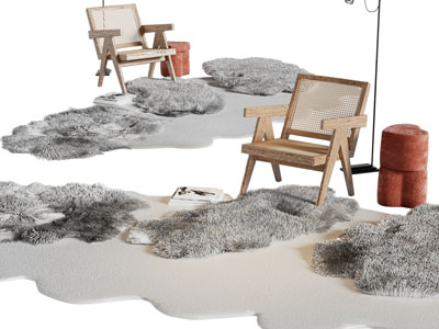 侘寂风休闲椅子 爱心边几