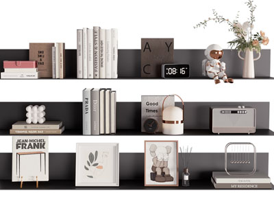 现代书本 装饰画 台灯摆件组合