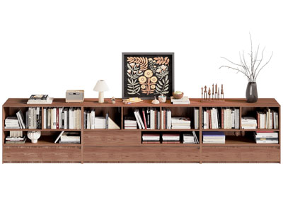 现代实木矮柜 书柜