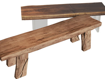 现代原木长凳子