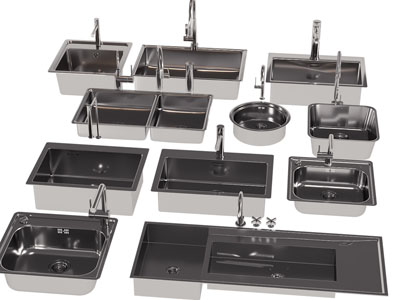 现代不锈钢洗菜盆 水龙头