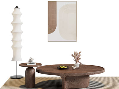 侘寂风圆形实木茶几3d模型 侘寂风圆形实木茶几