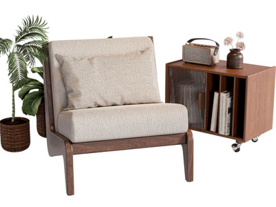 中古风休闲椅子 边柜