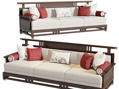 新中式多人沙发