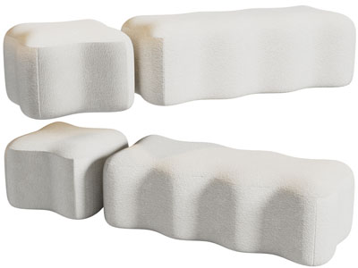 侘寂风长方形沙发凳子