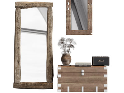 侘寂风装饰镜子 玄关柜