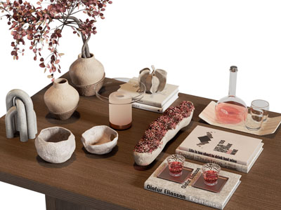 侘寂风花瓶花卉 陶艺器皿 酒瓶酒杯摆件组合