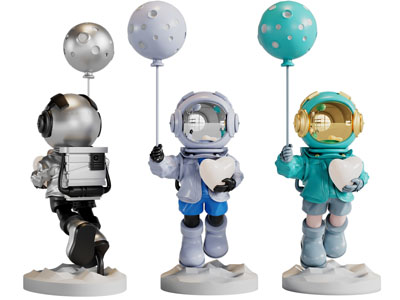 现代宇航员雕塑雕刻摆件组合3d模型 现代宇航员雕塑雕刻摆件组合
