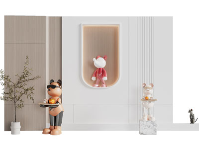 现代卡通动物公仔雕塑雕刻摆件组合3d模型 现代卡通动物公仔雕塑雕刻摆件组合