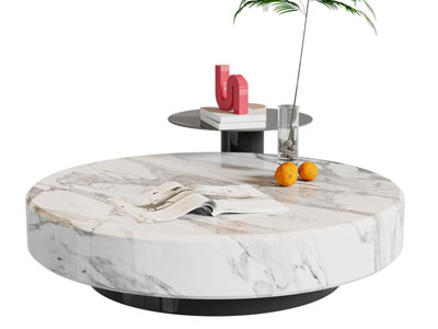 现代圆形大理石茶几3d模型 现代圆形大理石茶几