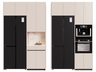 现代嵌入冰箱 烤箱的橱柜