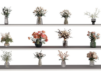 现代玻璃花瓶花卉