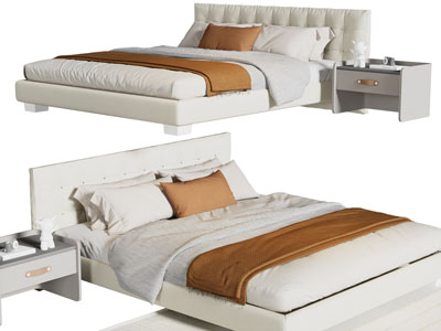 现代双人床 床头柜