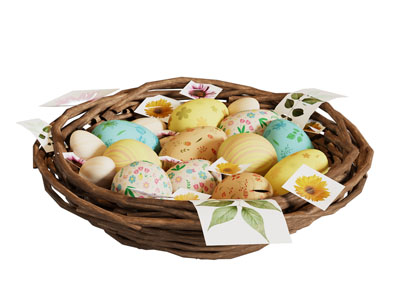 现代藤编鸟窝 彩蛋 摆件组合