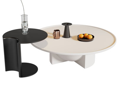 现代圆形茶几边几3d模型 现代圆形茶几边几