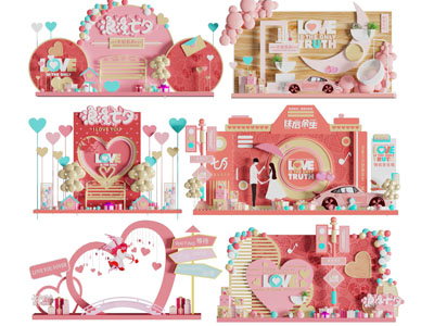 现代七夕节日美陈 摆件组合 户外装置