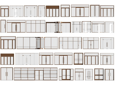 现代办公玻璃大门 双扇平开门