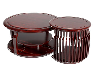 新中式红木圆形茶几边几3d模型 新中式红木圆形茶几边几