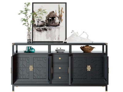 新中式玄关柜 边柜 装饰画