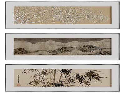 新中式横幅装饰挂画3d模型 新中式横幅装饰挂画