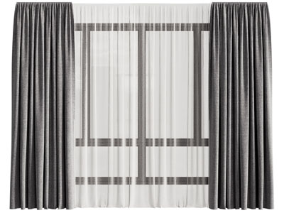 现代窗帘窗纱3d模型 现代窗帘窗纱