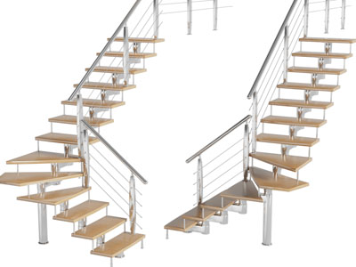 现代转角 旋转楼梯3d模型 现代转角 旋转楼梯