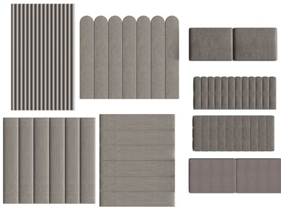 现代软包床头3d模型 现代软包床头
