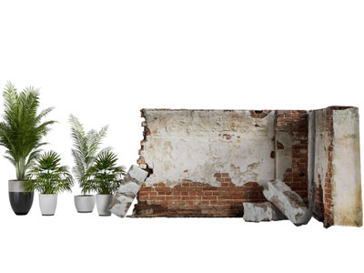 工业风loft残破的背景墙3d模型 工业风loft残破的背景墙