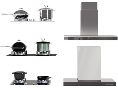 现代燃气灶 抽油烟机 厨房电器3d模型 现代燃气灶 抽油烟机 厨房电器
