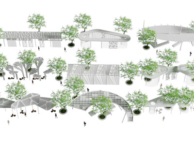 现代凉亭 树池廊架 景观廊架
