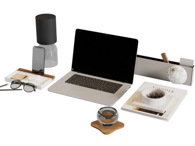 现代笔记本电脑 台灯摆件组合