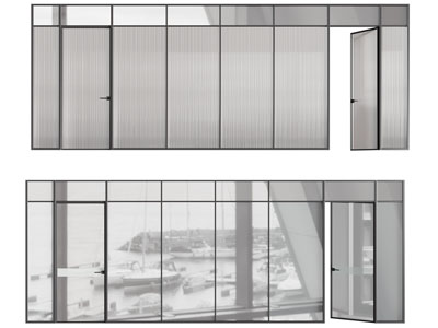 现代办公玻璃大门 平开门