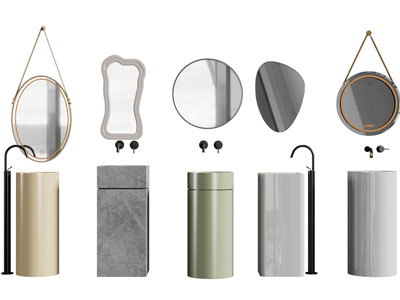 现代立式洗手台 镜子