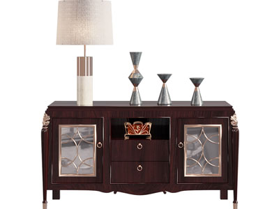 法式实木玄关柜 边柜 台灯