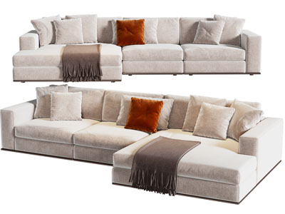 现代奶油风布艺多人沙发