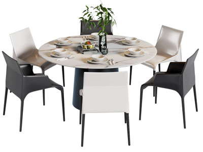 现代圆形餐桌椅组合