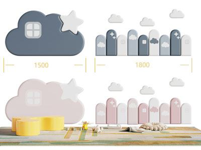现代儿童软包床头3d模型 现代儿童软包床头