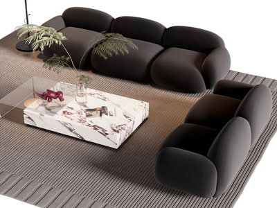 现代多人 双人沙发和茶几组合