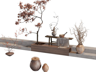 新中式陶艺花瓶花卉 摆件组合