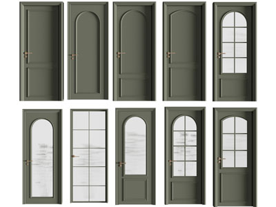 美式实木平开门 玻璃门