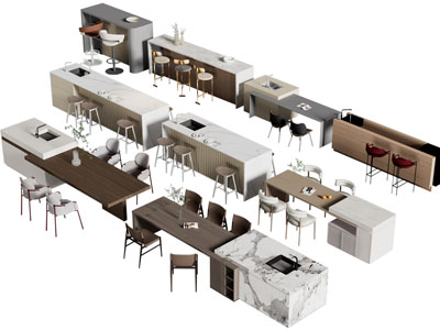 现代吧台餐桌椅组合