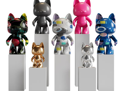 现代猫咪雕塑雕刻摆件组合3d模型 现代猫咪雕塑雕刻摆件组合