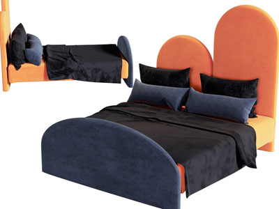 现代布艺双人床 儿童床