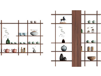 新中式开放式装饰品收纳架 博古架