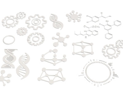 现代生物化学符号 科技元素展板 墙饰
