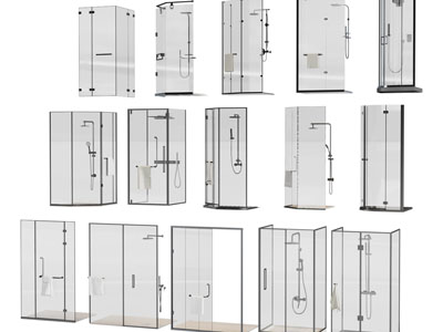 现代玻璃淋浴房3d模型 现代玻璃淋浴房