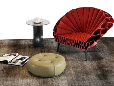 现代休闲椅子 边几 坐垫