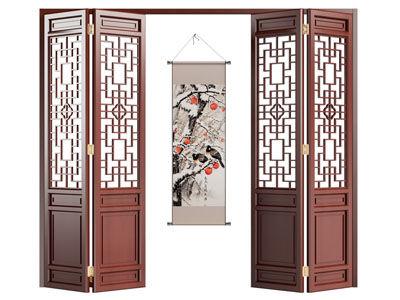 新中式镂花窗 雕花推拉门