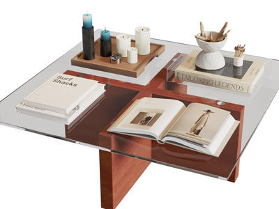 现代方形玻璃茶几3d模型 现代方形玻璃茶几